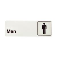 Hy-Ko D-4 Graphic Sign, Rectangular, Men, Dark Brown Legend, White Background, Plastic, 3 in W x 9 in H Dimensions, Pack of 5 