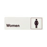 Hy-Ko D-14 Graphic Sign, Rectangular, WOMEN, Dark Brown Legend, White Background, Plastic, 3 in W x 9 in H Dimensions, Pack of 5 