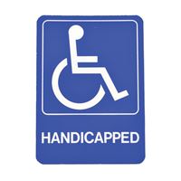 Hy-Ko D-17 Graphic Sign, Rectangular, HANDICAPPED, White Legend, Blue Background, Plastic, 5 in W x 7 in H Dimensions, Pack of 5 