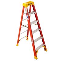 Werner 6206 Step Ladder, 6 ft H, Type IA Duty Rating, Fiberglass, 300 lb, 5 -Step, 10 ft Max Reach 