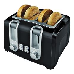 Black+Decker T4569B Toaster, 850 W, 4-Slice, Button Control, Black 