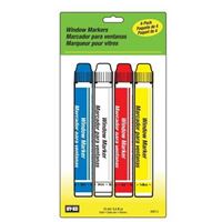 Hy-Ko 40613 Window Marker, Non-Toxic, Rain-Resistant, Blue/Red/White/Yellow, Pack of 3 