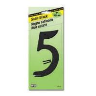 Hy-Ko BK-40/5 House Number, Character: 5, 4 in H Character, Black Character, Zinc, Pack of 5 