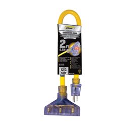 PowerZone ORADL611802 Contractor Extension Cord, 12 AWG Cable, 2 ft L, 125 V, Yellow 