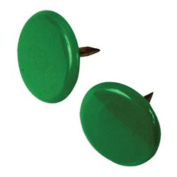 Hillman 122675 Thumb Tack, 15/64 in Shank, Steel, Painted, Green, Cap Head, Sharp Point, Pack of 6 