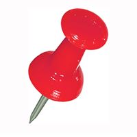 Hillman 122642 Push Pin, 5 in L, Plastic, Red, Pack of 6 