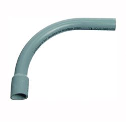 Carlon UA9AJB-CAR Elbow, 2 in Trade Size, 90 deg Angle, SCH 80 Schedule Rating, PVC, Bell End, Gray 