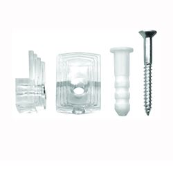 OOK 50224 Mirror Clip Set, 20 lb, Plastic, Clear, Wall Mounting, 10/PK 
