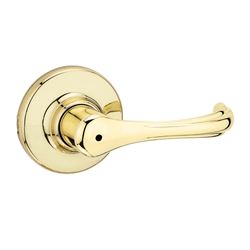 Kwikset 300DNL 3 CP RCL Privacy Lever, Turnbutton Lock, Polished Brass, Zinc, Residential, Re-Key Technology: SmartKey 