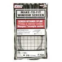 Make-2-Fit P 7642 Screen Retainer Spline, 0.210 in D, 25 ft L, Vinyl, Gray, Round 