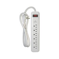 PowerZone OR802126 Surge Protector Power Strip, 125 V, 15 A, 6-Outlet, 1000 Joules Energy, White 