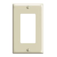 Leviton 80401-I Wallplate, 4-1/2 in L, 2-3/4 in W, 1-Gang, Thermoset Plastic, Ivory, Smooth 