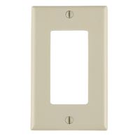 Leviton 80401-T Wallplate, 4-1/2 in L, 2-3/4 in W, 1-Gang, Thermoset Plastic, Light Almond, Smooth 