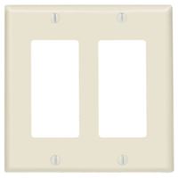 Leviton 80409-T Wallplate, 4-1/2 in L, 4.56 in W, 2-Gang, Thermoset Plastic, Light Almond, Smooth 