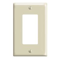 Leviton 80601-I Wallplate, 4.88 in L, 3.13 in W, 1-Gang, Thermoset Plastic, Ivory, Smooth 