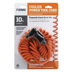 Prime AD010610 Power Tool Extension Cord, 16 AWG Wire, 10 ft L, Orange Sheath, 125 V 