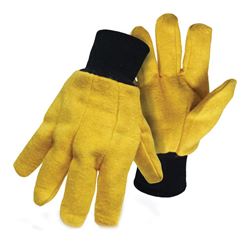 Boss 4037 Chore Gloves, L, Straight Thumb, Knit Wrist Cuff, Cotton/Polyester, Yellow 