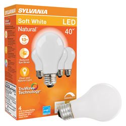 Sylvania 40668 LED Bulb, General Purpose, A19 Lamp, E26 Lamp Base, Dimmable, Frosted, Soft White Light 