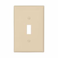 Eaton Wiring Devices PJ1V-10-L Switch Wallplate, 4.87 in L, 3.13 in W, 1 -Gang, Polycarbonate, Ivory, Smooth 