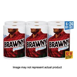 Brawny Pick-A-Size 44373 Paper Towel, 5-1/2 in L, 11 in W, 2-Ply, 1/PK, Pack of 6 