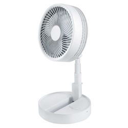 Bell+Howell MY FOLDAWAY 7039 2-in-1 Rechargeable Floor and Table Fan, 3 V, Plastic Housing Material, White 