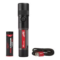 Milwaukee 2160-21 USB Rechargeable Compact Flashlight, 3 Ah, Lithium-Ion Battery, LED Lamp, Bulls Eye/Flood/Spot Beam 