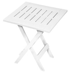 Gracious Living Adirondack 14195-6PDQ Side Table, Resin Table, White Table, Foldable 