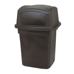 Continental Commercial Colossus 6452BN Trash Receptacle, 45 gal, HDPE, Brown, Spring Loaded Doors 
