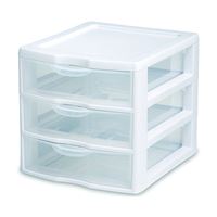 Sterilite 20738006 Small Drawer Unit, 3-Drawer, Plastic, 7-1/4 in OAW, 8-1/2 in OAH, 6-7/8 in OAD, Pack of 6 