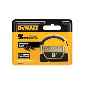 DeWALT DWHT33028 Magnetic Pocket Tape Measure, 9 ft L Blade, 1/2 in W Blade, Steel Blade, ABS Case, Black/Yellow Case, Pack of 12