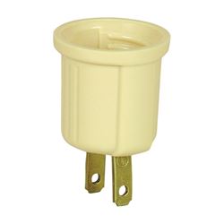Eaton Wiring Devices BP738V Lamp Holder Adapter, 660 W, 2-Outlet, Thermoplastic, Ivory, Pack of 5 