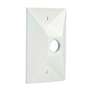 Hubbell 5186-6 Cluster Cover, 4-19/32 in L, 2-27/32 in W, Rectangular, Zinc, White, Powder-Coated