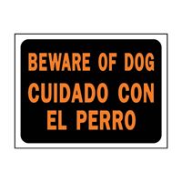 Hy-Ko Hy-Glo Series 3060 Identification Sign, Rectangular, BEWARE OF DOG, Fluorescent Orange Legend, Black Background, Pack of 10 
