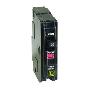 Square D QO QO120C Circuit Breaker, Mini, 20 A, 1 -Pole, 120/240 VAC, 48 VDC, Plug Mounting