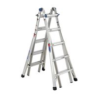 Werner MT-22 Telescoping Multi-Ladder, 22 ft Max Reach H, 20-Step, 300 lb, Type IA Duty Rating, 1-1/4 in D Step, Silver 