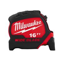 Milwaukee 48-22-0216 Tape Measure, 16 ft L Blade, 1-5/16 in W Blade, Steel Blade, ABS Case, Black/Red Case 