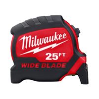 Milwaukee 48-22-0225 Tape Measure, 25 ft L Blade, 1-5/16 in W Blade, Steel Blade, ABS Case, Black/Red Case 