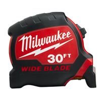 Milwaukee 48-22-0230 Tape Measure, 30 ft L Blade, 1-19/64 in W Blade, Steel Blade, ABS Case, Black/Red Case 