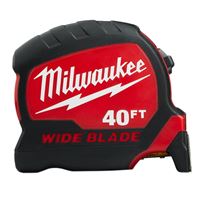 Milwaukee 48-22-0240 Tape Measure, 40 ft L Blade, 1-19/64 in W Blade, Steel Blade, ABS Case, Black/Red Case 
