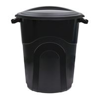 United Solutions TI0040 Trash Can, 20 gal Capacity, Plastic, Black, Snap-On Lid Closure, Pack of 6 