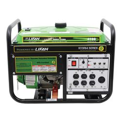 Lifan ES4100 Portable Generator, 28.2 A, 120 V, 4100 W Output, Gasoline, 4 gal Tank, 12 hr Run Time, Recoil Start 