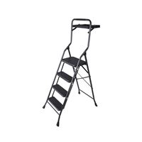 Simple Spaces HB4-2H Folding Step Stool, 62-1/2 in H, 4 -Step, 250 lb, 5-1/8 in D Step, Steel, Gray 