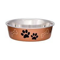 Loving Pets 7452LC Pet Feeding Bowl, L, 52 oz Volume, Polyresin/Stainless Steel, Copper 