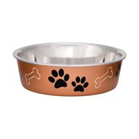 Loving Pets 7450SC Pet Feeding Bowl, S, 15 oz Volume, Polyresin/Stainless Steel, Copper 