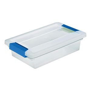 Sterilite 19618606 Clip Box, Plastic, Blue Aquarium/Clear, 11 in L, 6-5/8 in W, 2-3/4 in H, Pack of 6