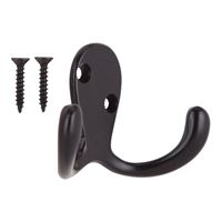 ProSource 23263ORBB3L-PS Coat and Hat Hook, 22 lb, 2-Hook, 7/8 in Opening, Zinc, Oil-Rubbed Bronze 