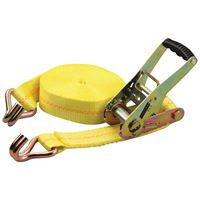 ProSource FH64066 Tie-Down, 2 in W, 27 ft L, Polyester Webbing, Metal Ratchet, Yellow, 3333 lb, Steel End Fitting 