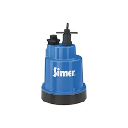 Simer Geyser 2300 Submersible Utility Pump, 1-Phase, 5.6 A, 115 V, 0.25 hp, 1-1/4 in Outlet, 1320 gph, Aluminum 