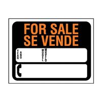 Hy-Ko Hy-Glo Series 3072 Identification Sign, For Sale Se Vende, Fluorescent Orange Legend, Plastic, Pack of 10 