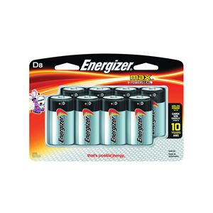 Energizer E95BP-8H Battery, 1.5 V Battery, 18 Ah, D Battery, Alkaline, Manganese Dioxide, Zinc